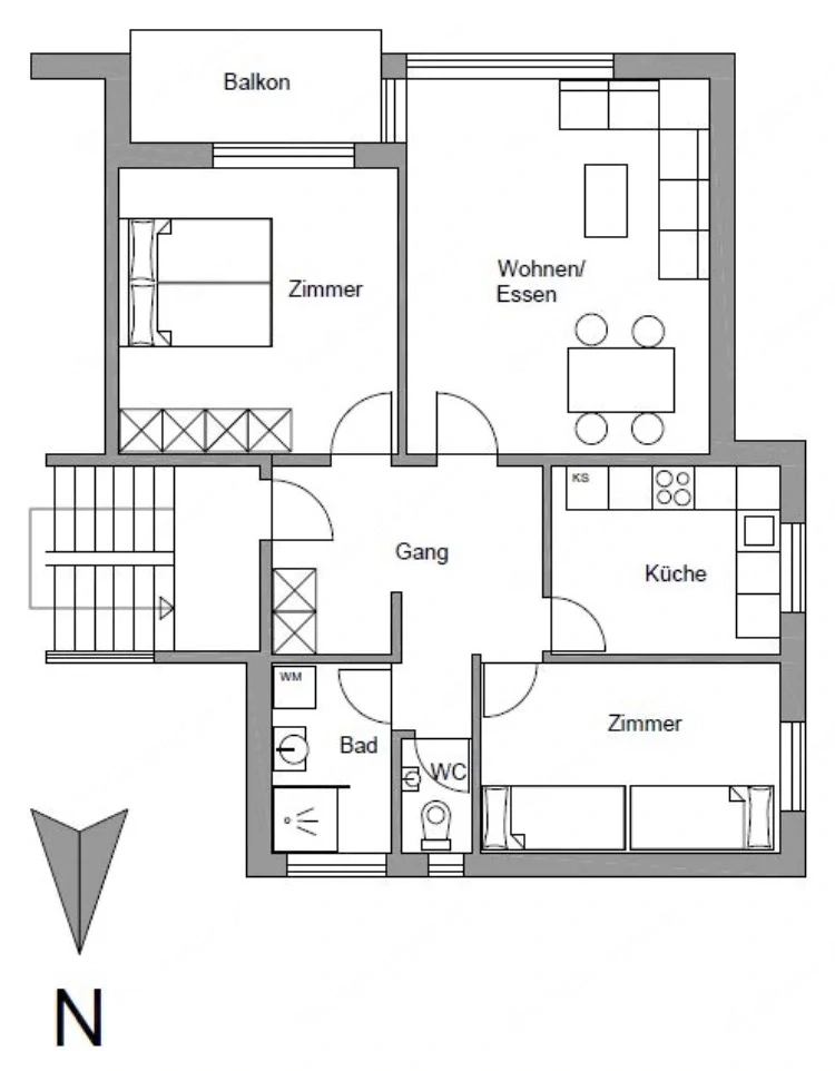Gepflegte 3-Zimmerwohnung mit 75 m2, Balkon und praktischer Einzelgarage in Wolfurt