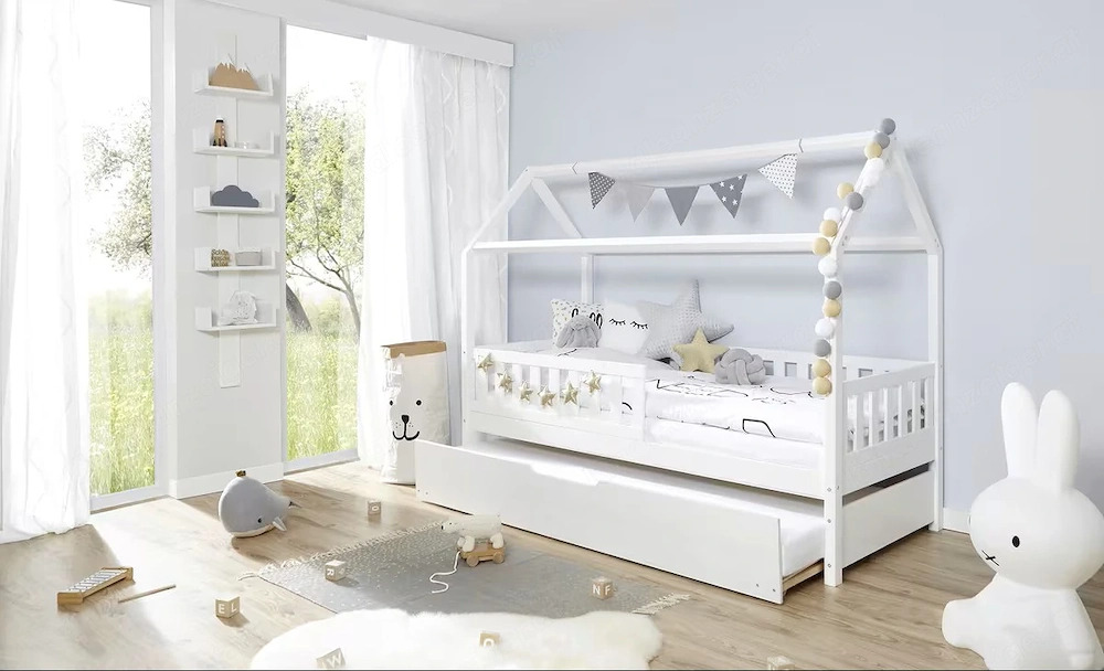Hausbett, Absturzsicherung in Weiß