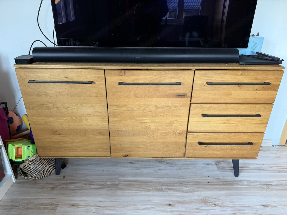 Vollholz Sideboard   Kommode   152 cm   2 Türen, 3 Schubladen