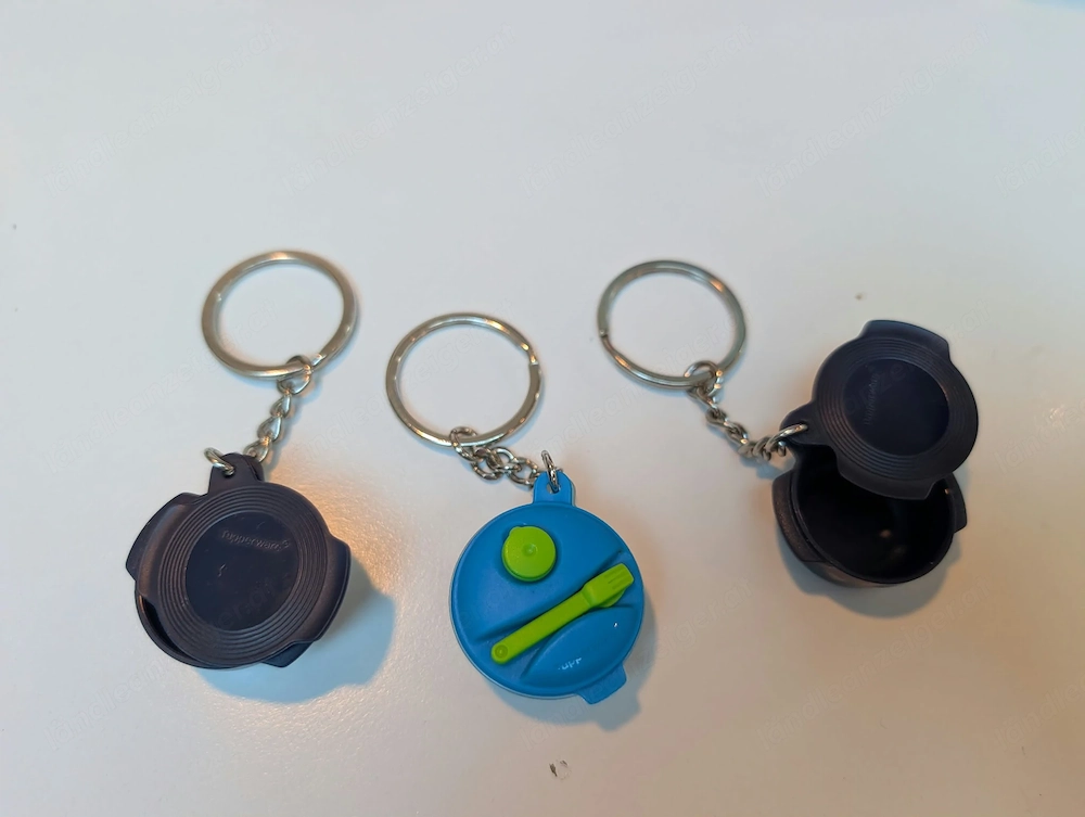 3x Tupperware Schlüsselanhänger Mini-Dosen