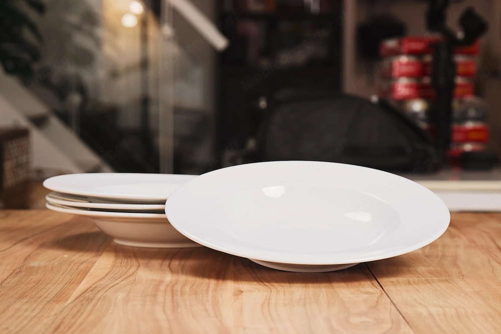 4 XXL Pastateller weiß, Porzellan,   ca. 40 cm, breiter Rand