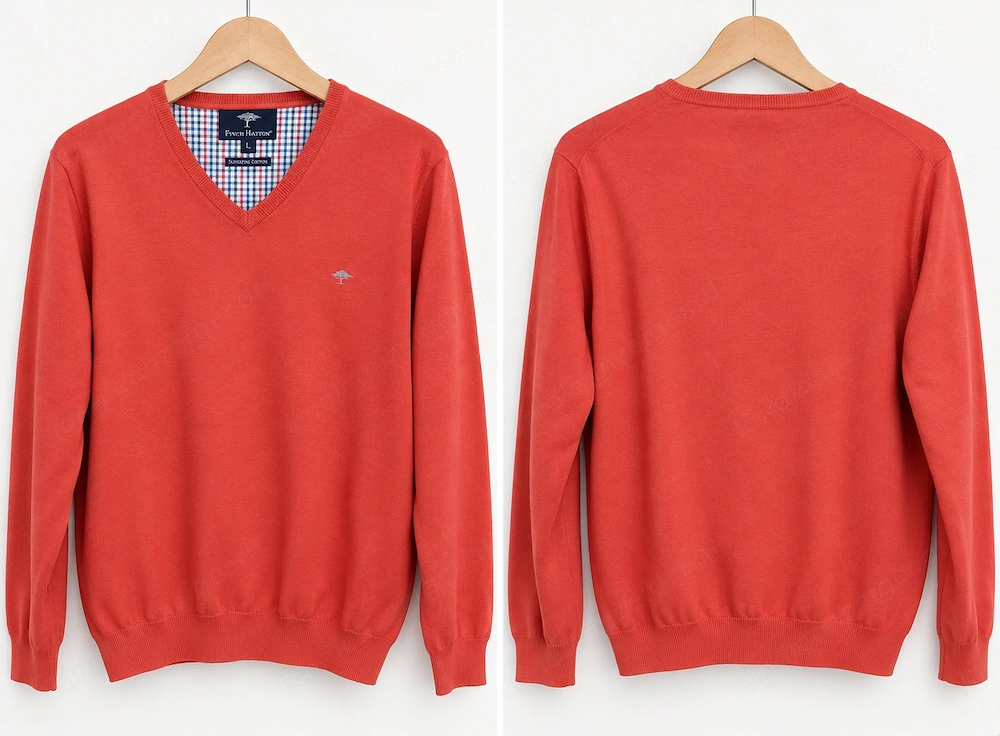 Fynch-Hatton Herren Pullover Gr. L    V-Ausschnitt   Rot Coral