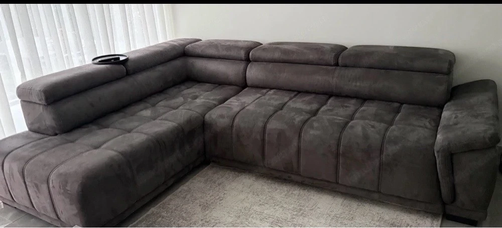 Ecksofa hellgrau mit Schlafunktion