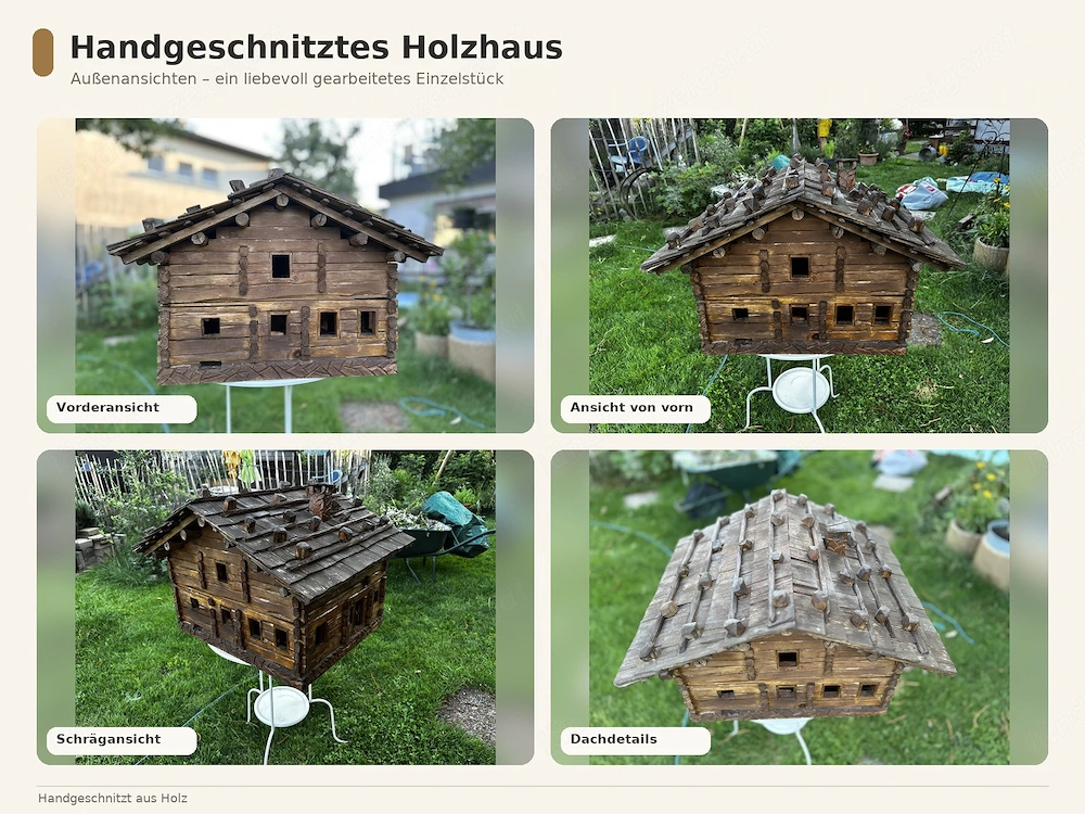 Handgeschnitztes Holzhaus – detailreiches Unikat