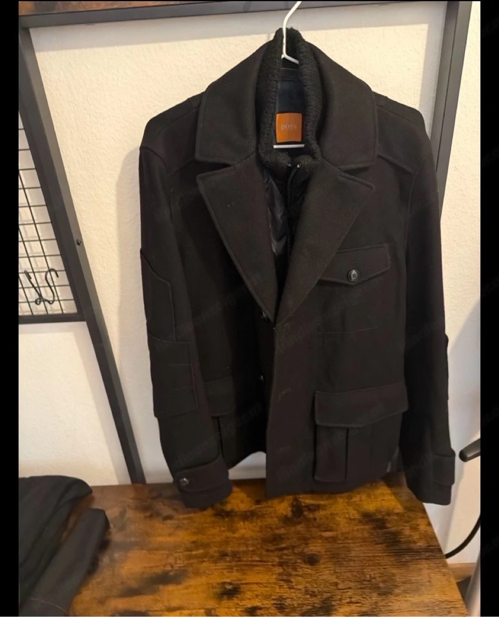 Warmer Hugo Boss Winter-Wolle-Jacke, Größe Medium, Schwarz