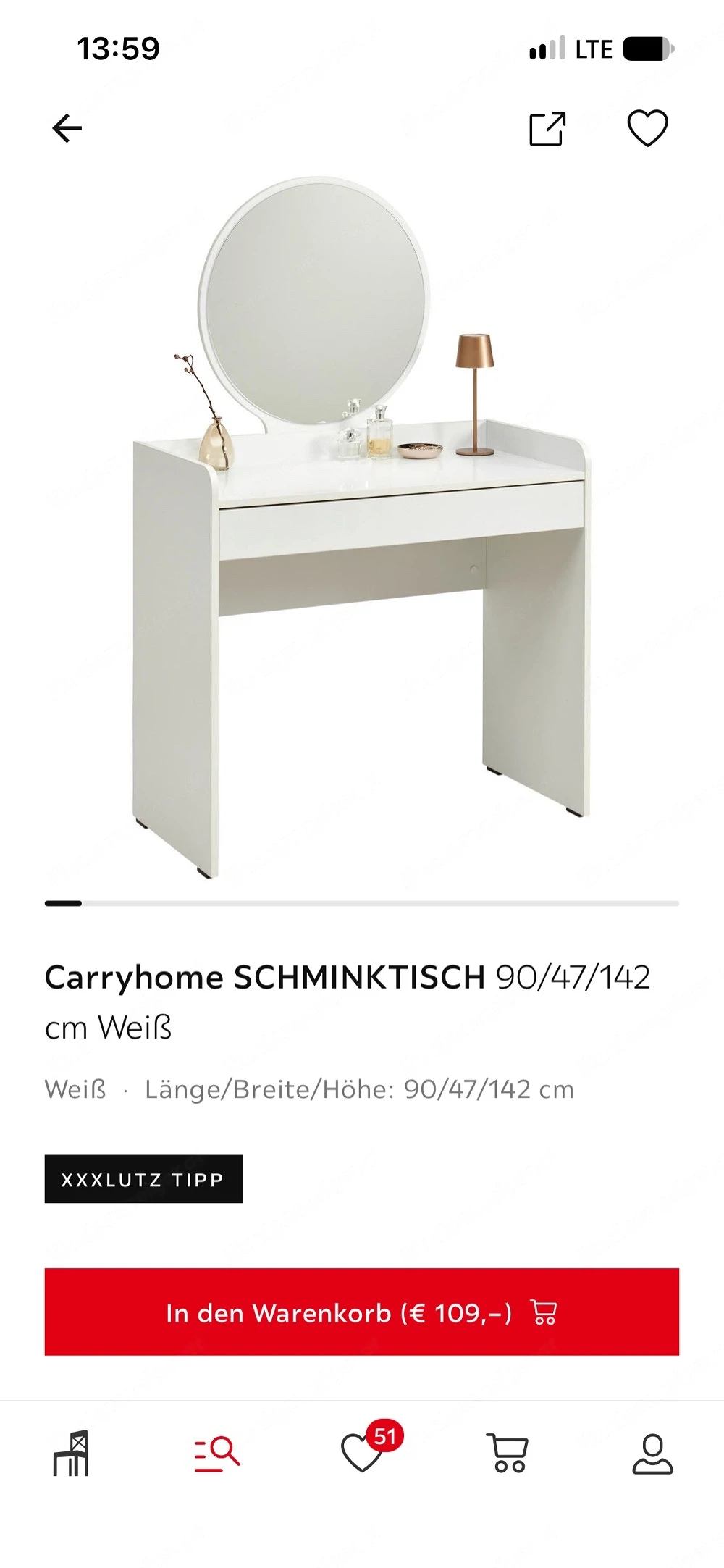 Schminktisch mit Hocker