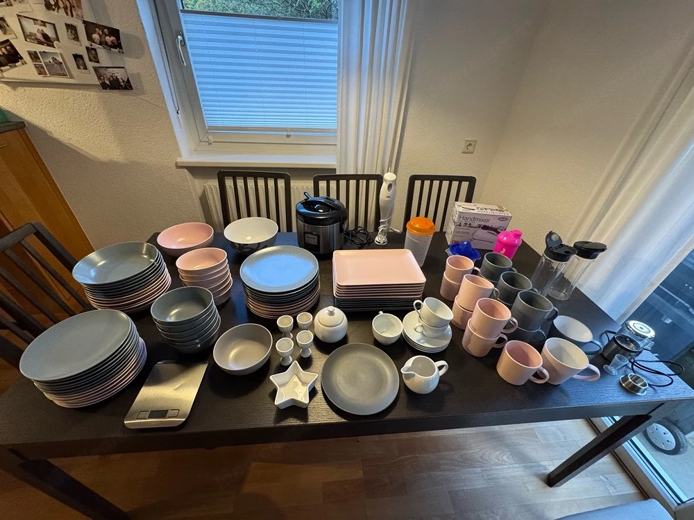 Ikea Geschirr Dinera 6x rosa, 6x graublau