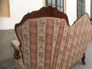 Antikes Sofa Vollholz mit Armlehnen Barock INtarsien Bild 3