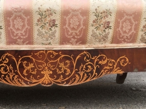 Antikes Sofa Vollholz mit Armlehnen Barock INtarsien Bild 7
