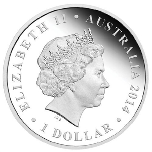 Australien: 1 oz Silbermünze Megafauna - Megalania 2014 PP Bild 2