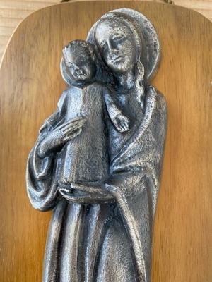 Bronzerelief Muttergottes mit Kind 60er Jahre Bild 2
