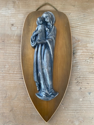 Bronzerelief Muttergottes mit Kind 60er Jahre Bild 1