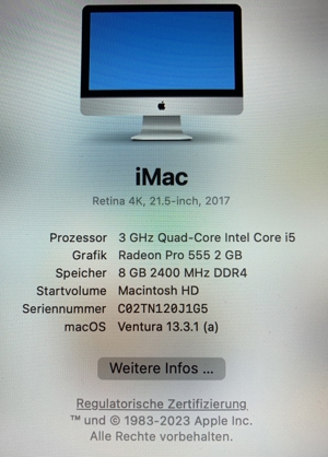 Apple iMac 1 TB 2017 VP   450,- Bild 1