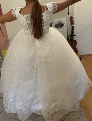 Brautjungferkkeid, Kleid, Brautkleid, Paillettenkleid mit Reifrock Bild 3