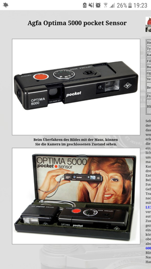 Vintage Camera Agfa OPTIMA 5000 Pocket Sensor Lux Bild 1