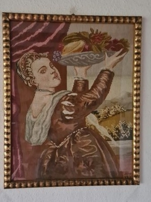 TIZIAN, Mädchen mit Fruchtschale,Gobelin 46 x 58 cm Bild 1