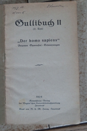 Gullibuch II "Der homo sapiens" Brixener Gymnasial-Erinnerungen Bild 3