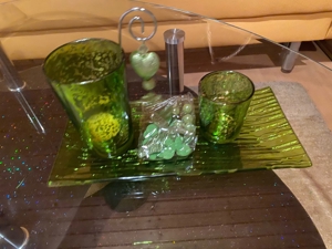 Dekoschale mit Glas grün Bild 1