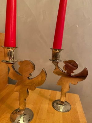 2 Engel Kerzenständer versilbert Bild 4
