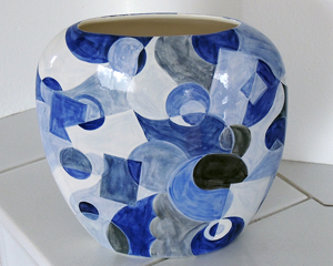 Vase, blau, oval
