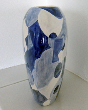 Vase, blau, oval, Blumenvase  Bild 5