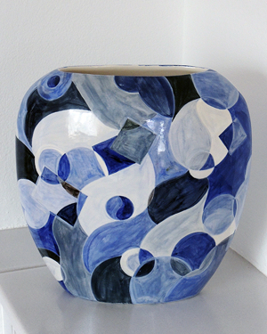 Vase, blau, oval, Blumenvase  Bild 3