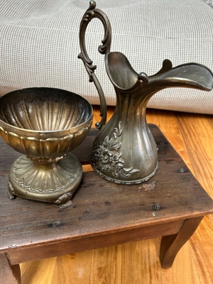 Antike Jugendstil Vase aus Messing  Bild 6