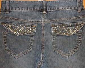 Damen Jeans Gr. 36, bootcut, vintage, dunkelbraun, Damenhosen