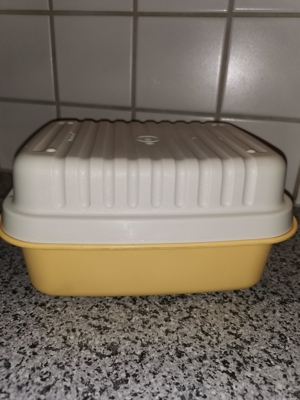 Brotdose Tupperware gelb weiß Bild 4