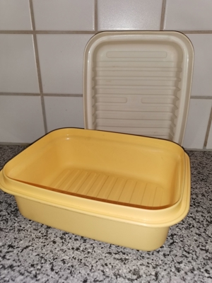 Brotdose Tupperware gelb weiß Bild 2