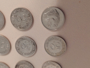 50 Pfennig Münzen - 1949-1990 - 1 Mark 1960 - Bank Deutscher Länder und Bundesrepublik Deutschland Bild 3