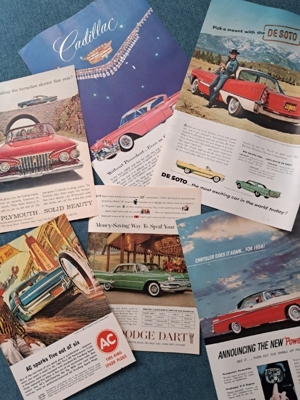 120 original USA Auto Reklame 1953 - 1965 Oldtimer Classic Car Cadillac Ford Chrysler Oldsmobile Ply Bild 1