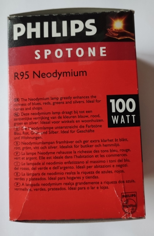 6 Stück: Philips Spotone 100 Watt R95 Neodymium 230V E27 ES 35° Glühbirne Bild 5