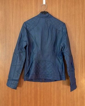 Damenjacke Gr. 36, mittelblau, Kunstlederjacke, Jacke, Kunst Lederjacke Bild 2