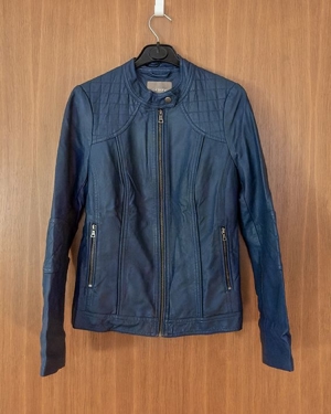 Damenjacke Gr. 36, mittelblau, Kunstlederjacke, Jacke, Kunst-Lederjacke