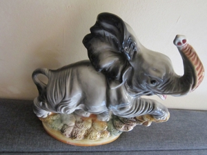 Großer Keramik Elefant - Länge: 28cm, Höhe: 29cm Bild 6