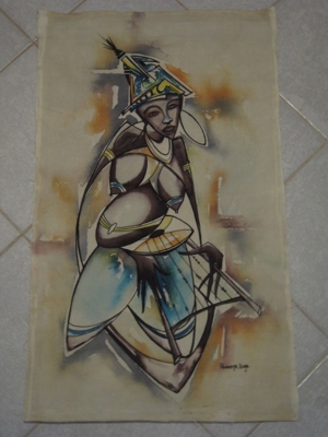 Afrikanische Kunst - Original Bild aus Afrika - Frau - gemalt - Painting Bild 1