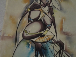 Afrikanische Kunst - Original Bild aus Afrika - Frau - gemalt - Painting Bild 3