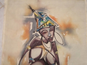 Afrikanische Kunst - Original Bild aus Afrika - Frau - gemalt - Painting Bild 2
