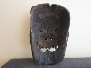 Alte Dämonenmaske - Holz - Metallverzierungen - Tibet / Bhutan - aus Sammlung - Asiatika Bild 4