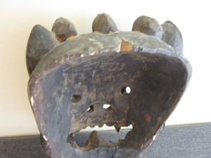 Alte Dämonenmaske - Holz - Metallverzierungen - Tibet / Bhutan - aus Sammlung - Asiatika Bild 5