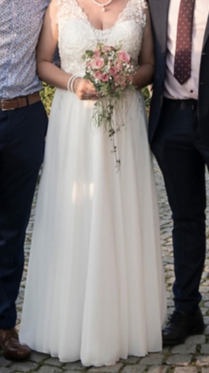 Suchst du ein schönes elegantes Brautkleid für deine Hochzeit Gr. 40 m. NEUER Jacke s..B+Text Bild 7