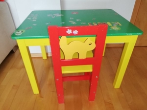 Kindertisch mit Stuhl und Sitzbank Ikea Bild 1