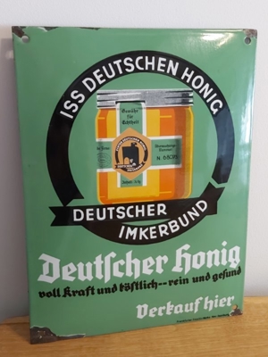 altes Email Schild Emaillschild Deutscher Honig 30er Jahre!