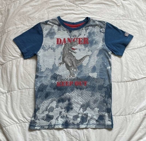 2 tolle T-Shirts Jungen, Größe 128-134, Salt & Pepper, mit Dinosaurier Bild 2