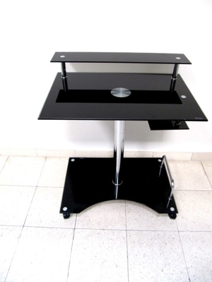 GELEGENHEIT: Hochwertiger, kleiner Tisch mit exklusivem DESIGN (aus dunklem Glas und Chrom) Bild 1