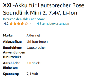 XXL-Akku für Lautsprecher Bose Soundlink Mini 2, 7,4V, Li-Ion Bild 4
