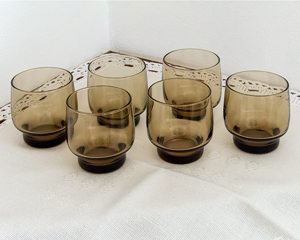 Rauchglas, Trinkgläser v. Luminarc, vintage, Turmalin Gläser, Glas 