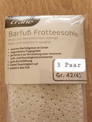 Barfuß Frotteesohle Gr.42 43 Bild 2