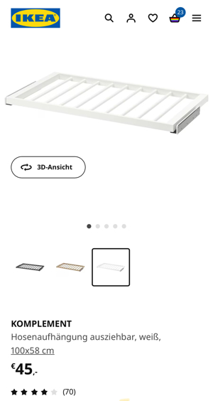 IKEA Komplement Hosenaufhängung ausziehbar 